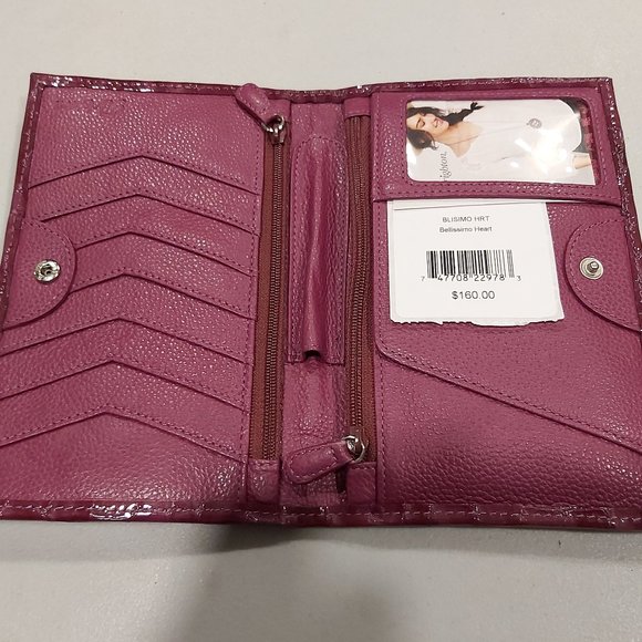 Brighton BELLISSIMO HEART Purple Guavaberry Croco Folio Wallet MSRP $160 USD - Picture 3 of 3